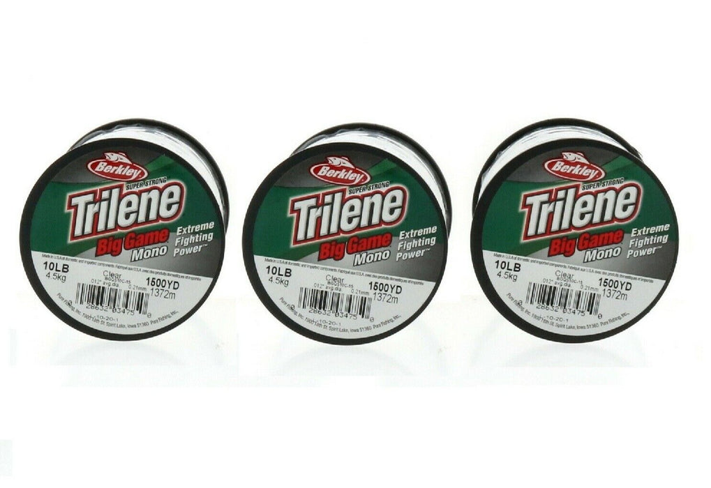 Berkley #BGQ10-15 Trilene Big Game Mono Line Clear 1500yd 10lb ~ 3-Pack