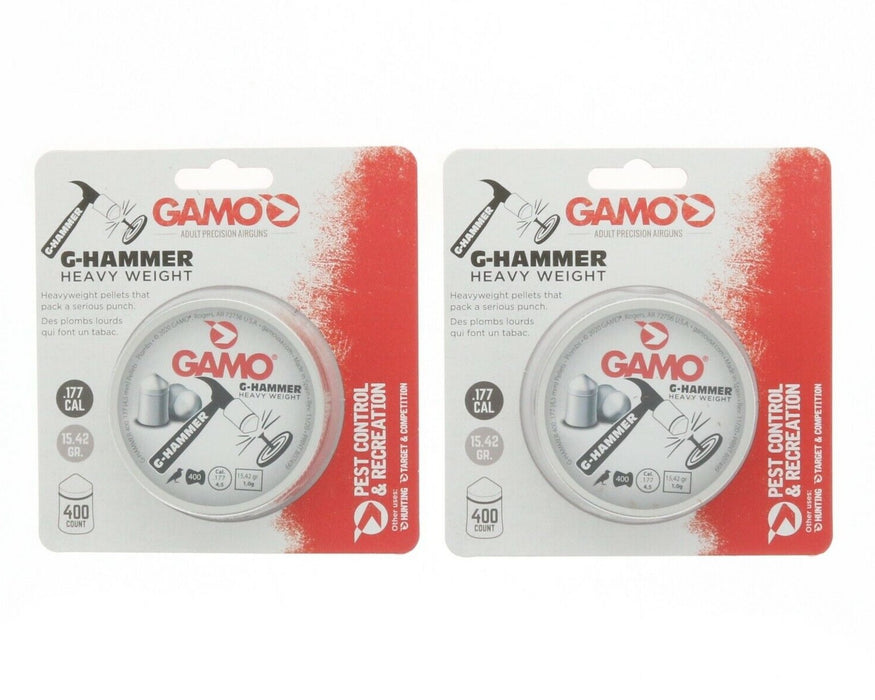 Gamo G-Hammer Heavy Weight Pellets .177 ~ 15.42 Grain ~ 2-Pack ~ 800 Pellets Total