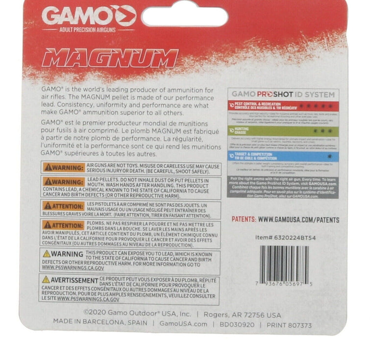 Gamo #6320224BT54 Magnum Pointed Pellets .177cal 250 Count