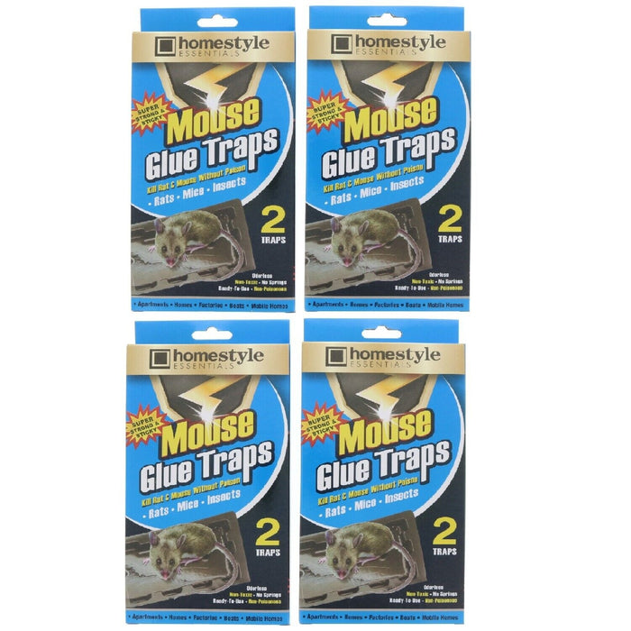 Mouse / Insect Pest Control Non-Toxic Sticky Glue Traps Disposable ~ 4-Pack ~ 8 Traps Total