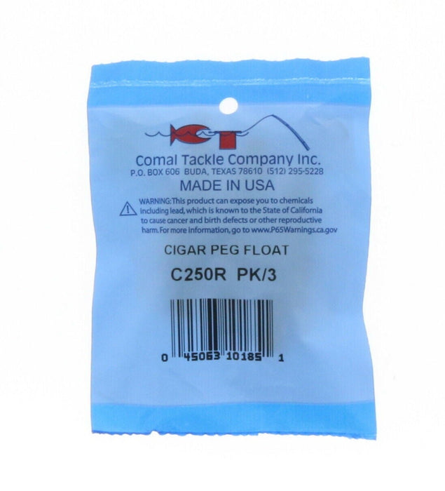 Comal Tackle #C250R Cigar Peg Float 2.5" Red Fishing