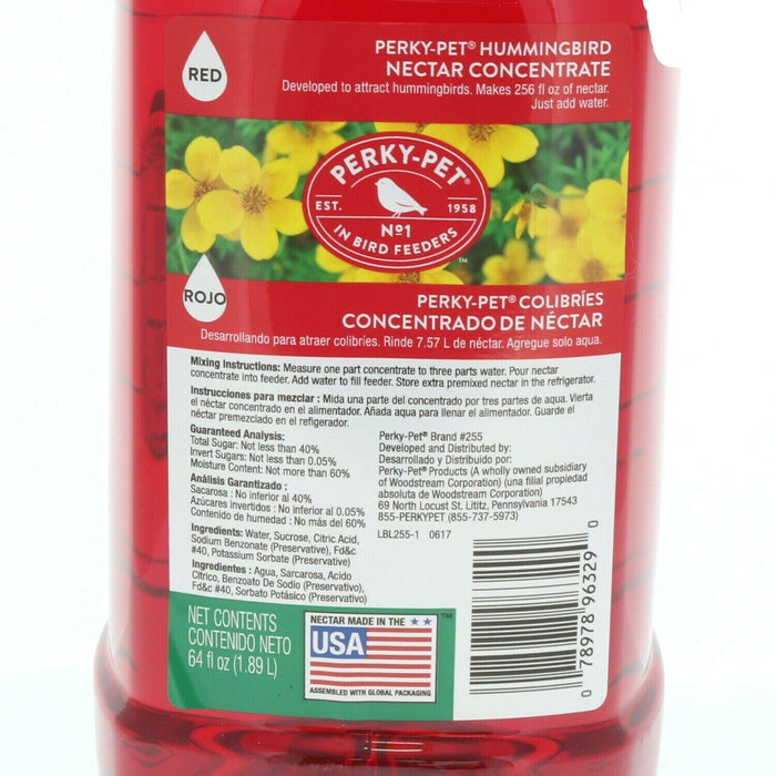 Perky-Pet #255 Hummingbird Nectar Concentrate 64oz Red ~ 2-Pack