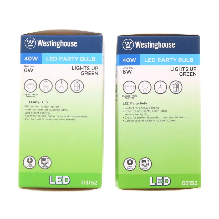 Westinghouse #0315200 40 Watt Green Led Party ~ 2-Pack