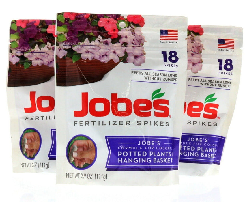 Jobe's #22836.5 Potted Plants & Hanging Basket Fertilizer Spikes ~ 3 Pack ~ 54 Spikes Total