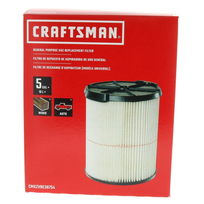 Craftsman #CMXZVBE38754 General Purpose Vac Replacement Filter 5 Gallon Shop Vac