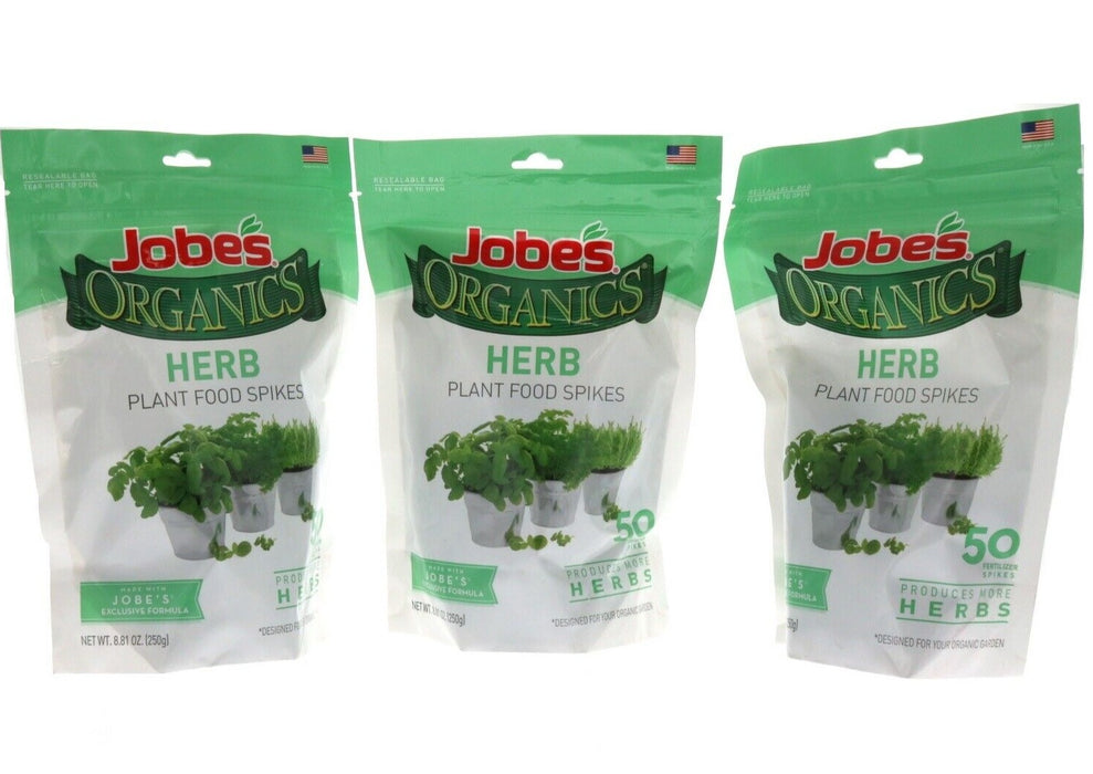 Jobe's #PCH-06127NA-S Organic Herb Plant Fertilizer Food Spikes ~ 3-Pack ~ 150 Spikes Total