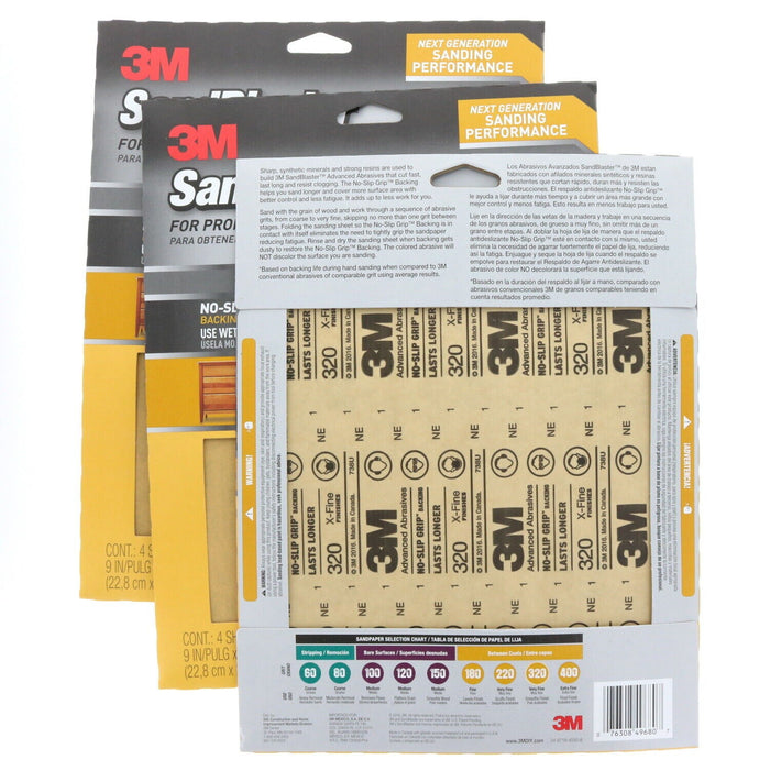 3M #20320-G-4 Sand Blaster Abrasive Sanding Sheets 320 Grit ~ 3-Pack ~ 12 Sheets Total