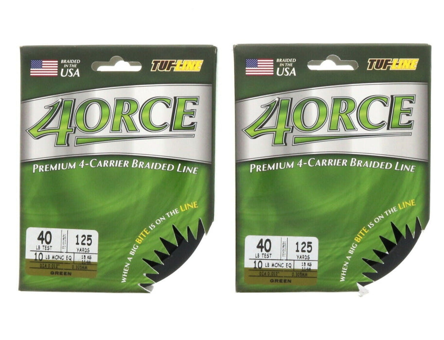 Tuf-Line #40lb-125yd 4orce Braided Fishing Line 40lbs 125yds Green ~ 2-Pack