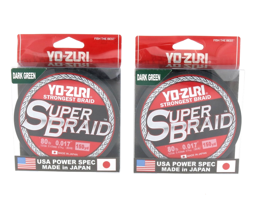 Yo-Zuri #R1263-DG Super Braid Fishing Line 80lb 150yds Dark Green ~ 2-Pack