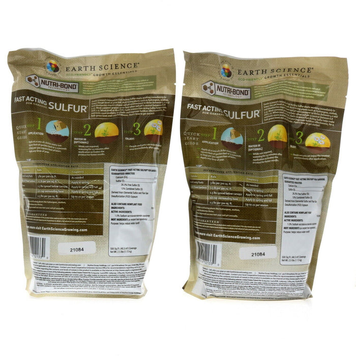 Earth Science #12133-6 Fast Acting Sulfur For Gardens ~ 2 Pack ~ 5lbs Total