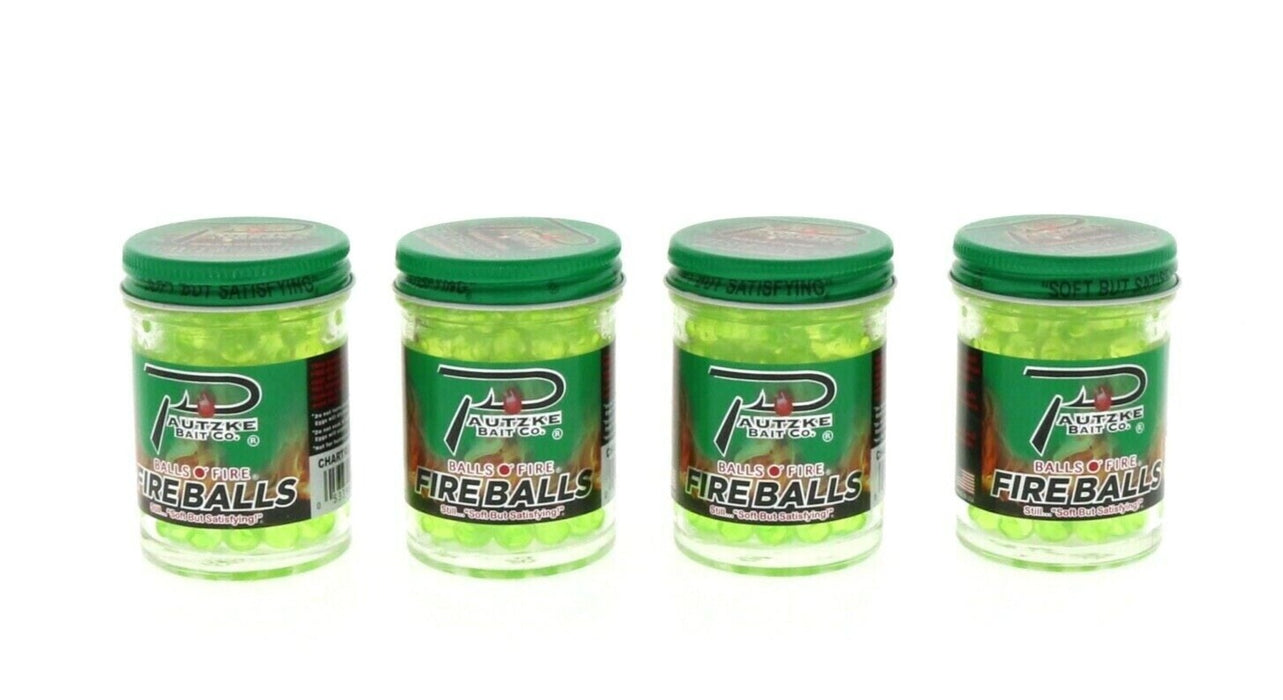 Pautzke Bait Company #CHARTREUSE/ANISE Fire Balls Salmon Eggs Chartreuse Fishing ~ 4-Pack ~ 6.6oz Total