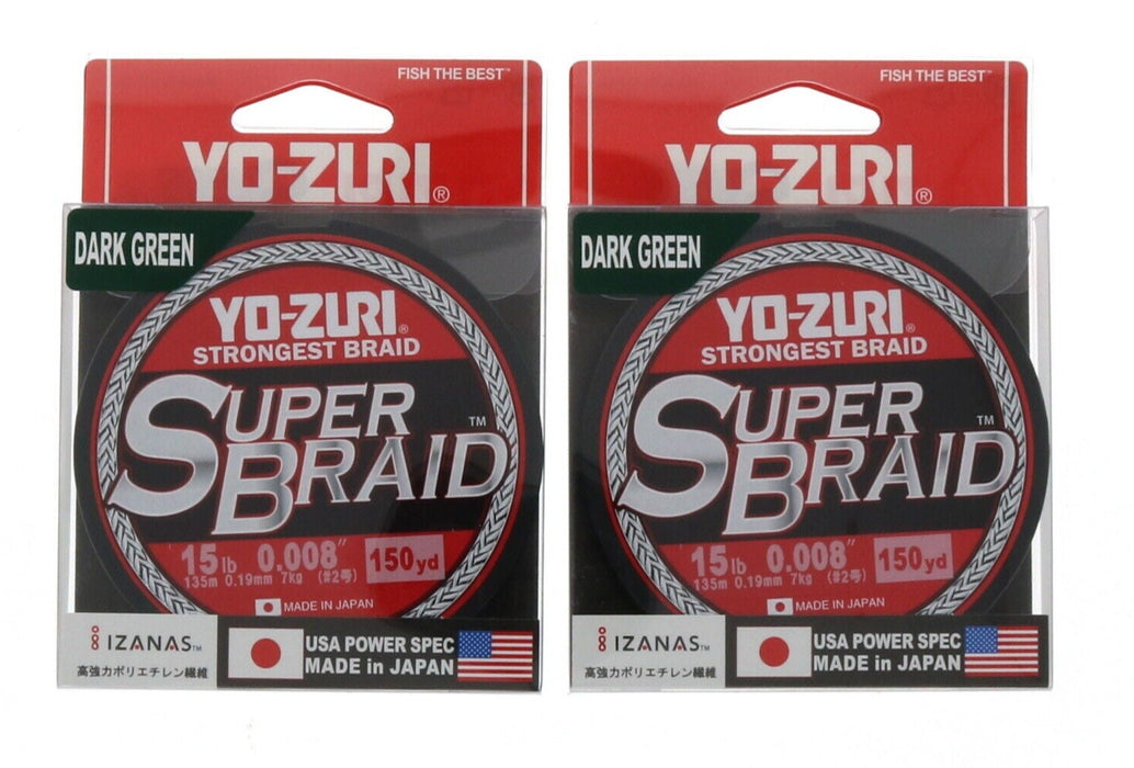 Yo-Zuri #R1257-DG Super Braid 15lbs 150 Yards Dark Green ~ 2-Pack