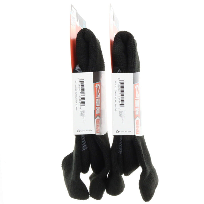 Thorlos #WCXU13316 BLACK/GREY ACCENT Mid-Calf 12-Hour Work Socks Large ~ 2-Pack