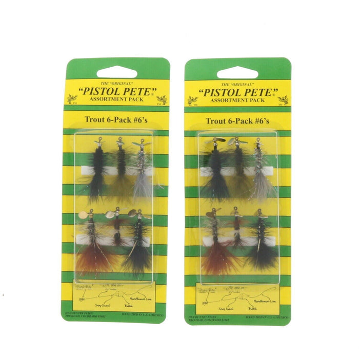 Pistol Pete Assortment Pack Trout 6-Pack #6's ~ 2 Pack ~ 12 Flies Total