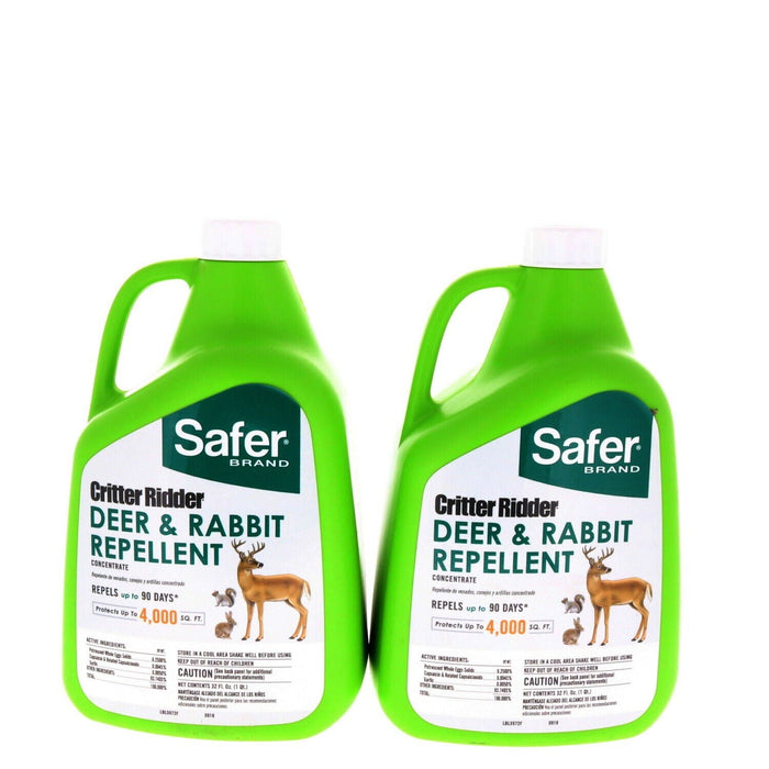 Safer #5972 Critter Ridder Deer & Rabbit Repellent Concentrate ~ 2 Pack ~ 64oz Total