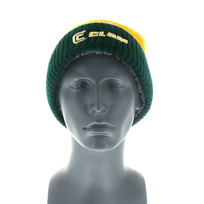 Clam #16209 Ice Armor Pom Top Fishing Hat Fleece Lined ~ Green & Gold