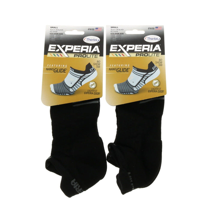 Thorlo #XPTU10066 Experia Ankle Athletic Running Socks Small Black ~ 2-Pack