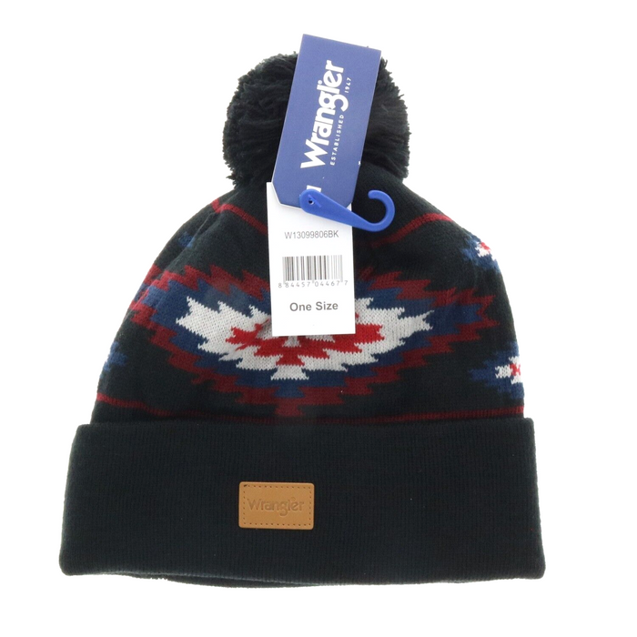 Wrangler #W13099806BK Pom Pom Western Ski Hat