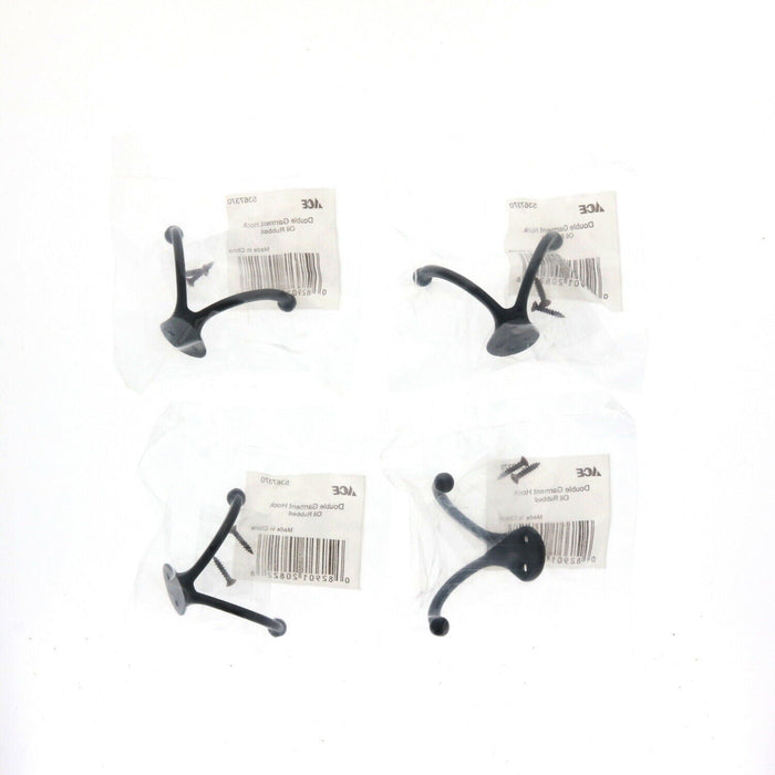 Ace Hardware #5367370 Double Garment Hook Oil Rubbed ~ 4 Pack