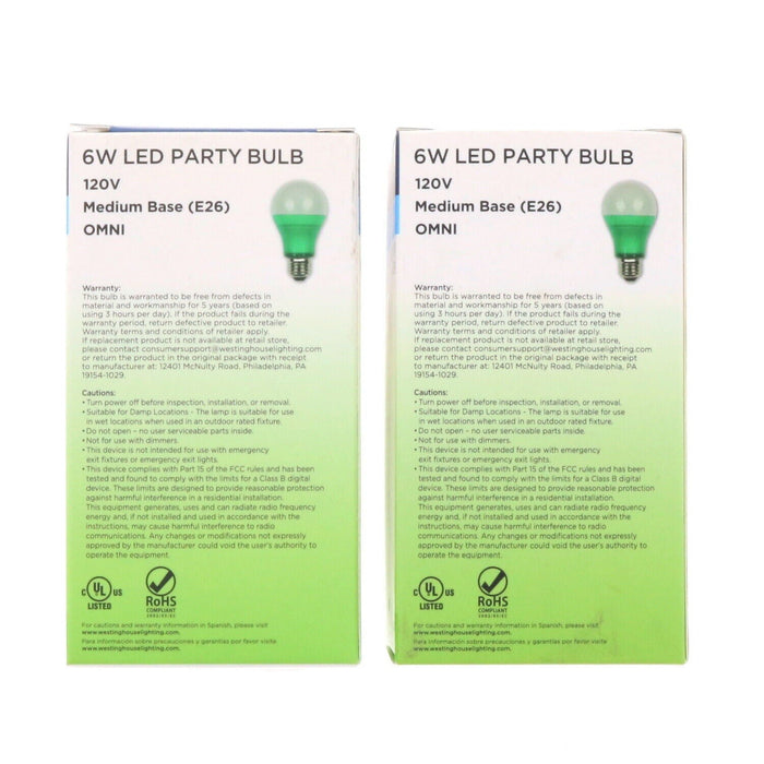 Westinghouse #0315200 40 Watt Green Led Party ~ 2-Pack
