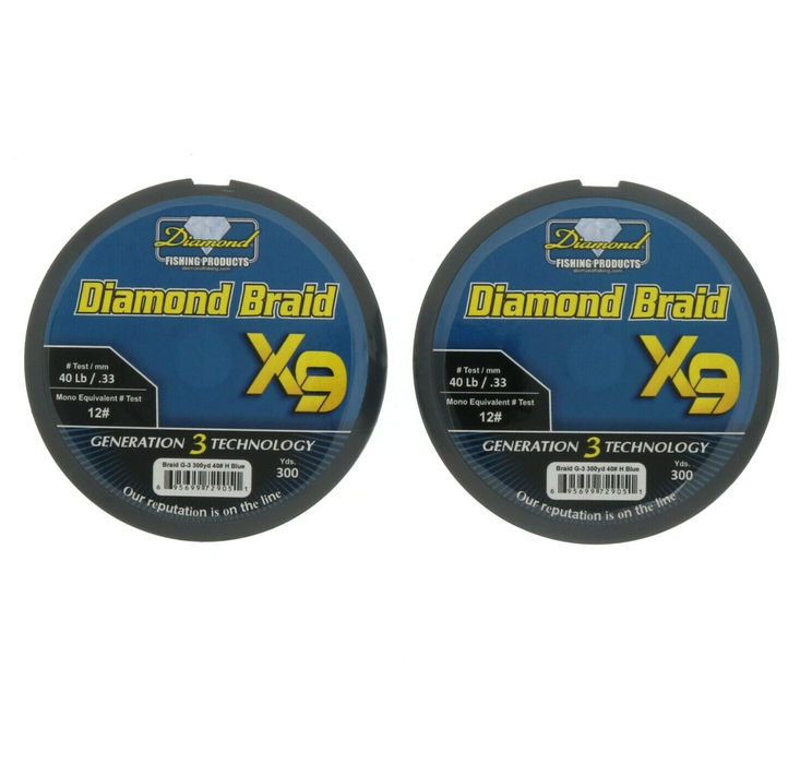 Momoi Diamond Braid X9 Fishing Line 40lb 300yds Blue ~ 2-Pack