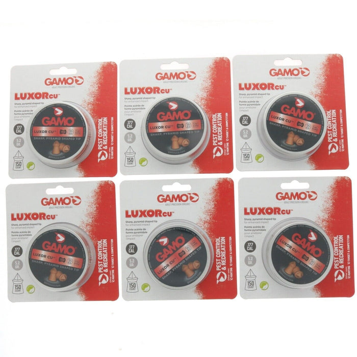 Gamo #632282054 Luxor Cu Sharp Pyramid Shaped Hunting Pellet .177 ~ 6-Pack ~ 900 Pellets