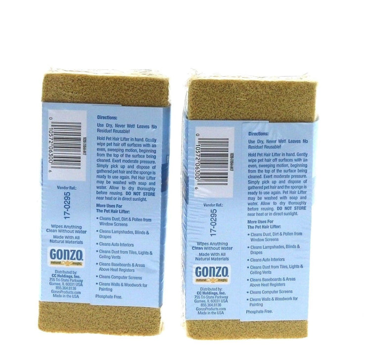 Gonzo #17-0295 Pet Hair Remover Sponges ~ 2-Pack