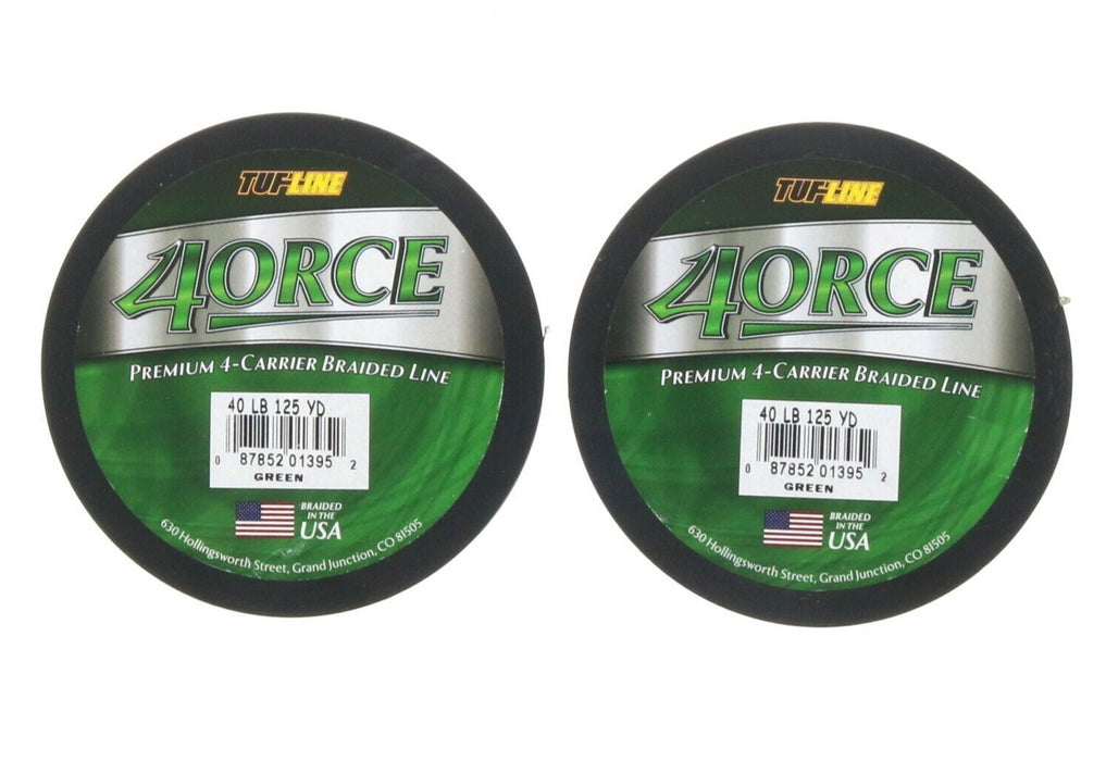 Tuf-Line #40lb-125yd 4orce Braided Fishing Line 40lbs 125yds Green ~ 2-Pack