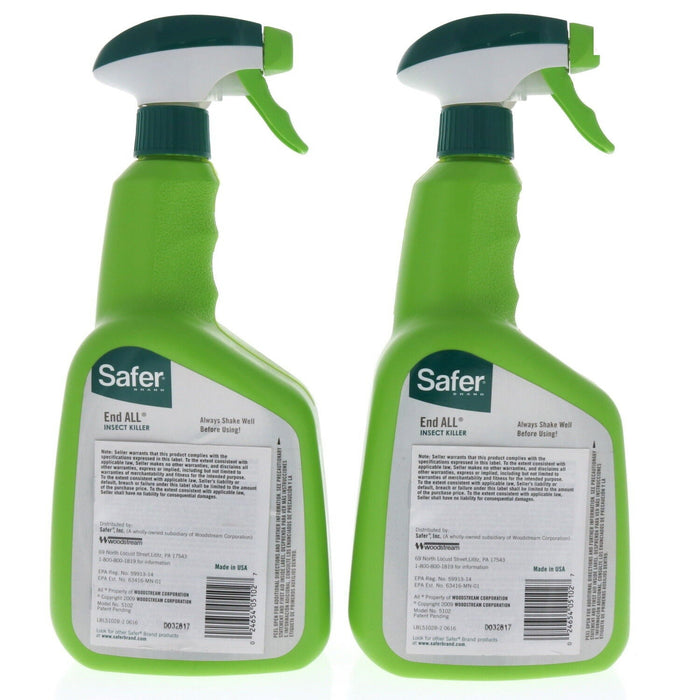 Safer #LBL5102F-5 End-All Insect Bug Killer Spray Lawn Garden 32oz ~ 2-Pack