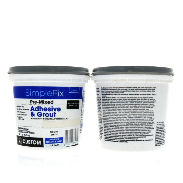 SimpleFix #TAGWQT  Adhesive & Grout Tile Ready to Use ~ 2 Tubs of Pre-mix