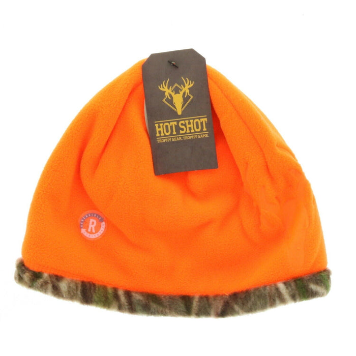 Hot Shot #1B-032C0BZ-CL Blaze Orange & Camo Reversible Fleece Beanie