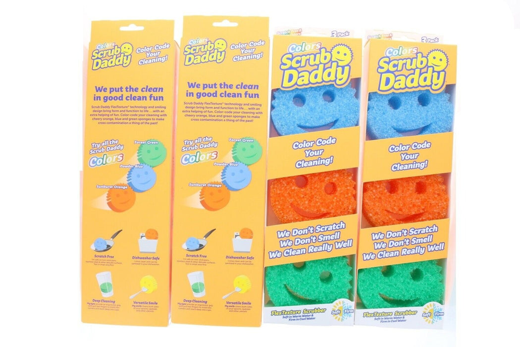 Scrub Daddy #SDC3CTX12 Colors Flex Texture Scrubber Scratch Free Sponges ~ 4-Pack ~ 12 Sponges Total