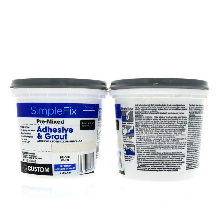 SimpleFix #TAGWQT  Adhesive & Grout Tile Ready to Use ~ 2 Tubs of Pre-mix