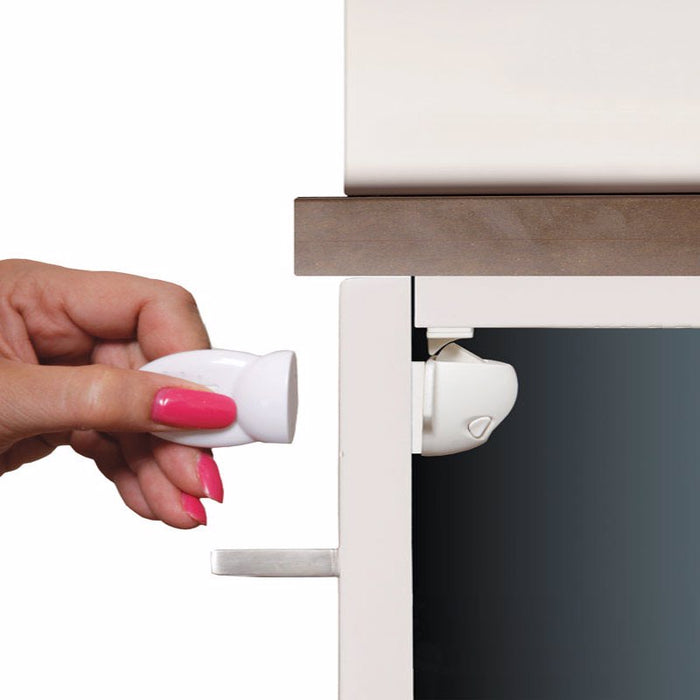 Dreambaby #L855A White Plastic Adhesive Magnetic Cabinet Locks ~ 5-Pack