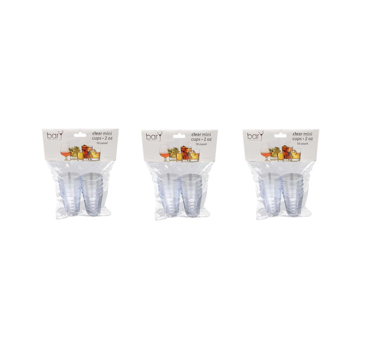 BarY3 #BAR-0233 2 oz Clear Plastic Disposable Shot Glass ~ 10 PER Package ~ 3-Packs ~ 30 TOTAL