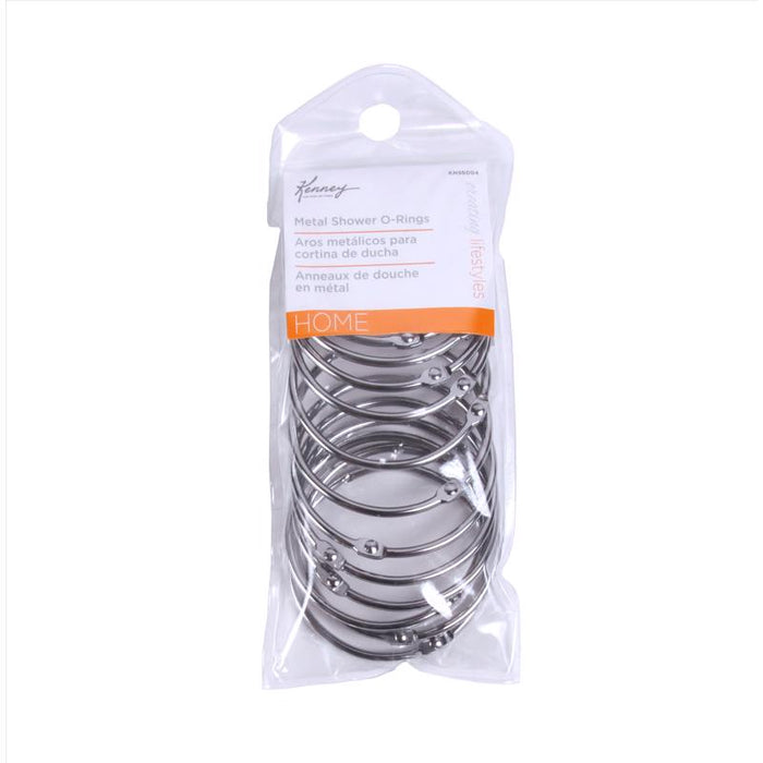 Kenney #KN96004 Chrome Silver Steel Shower Curtain Rings 12 pk