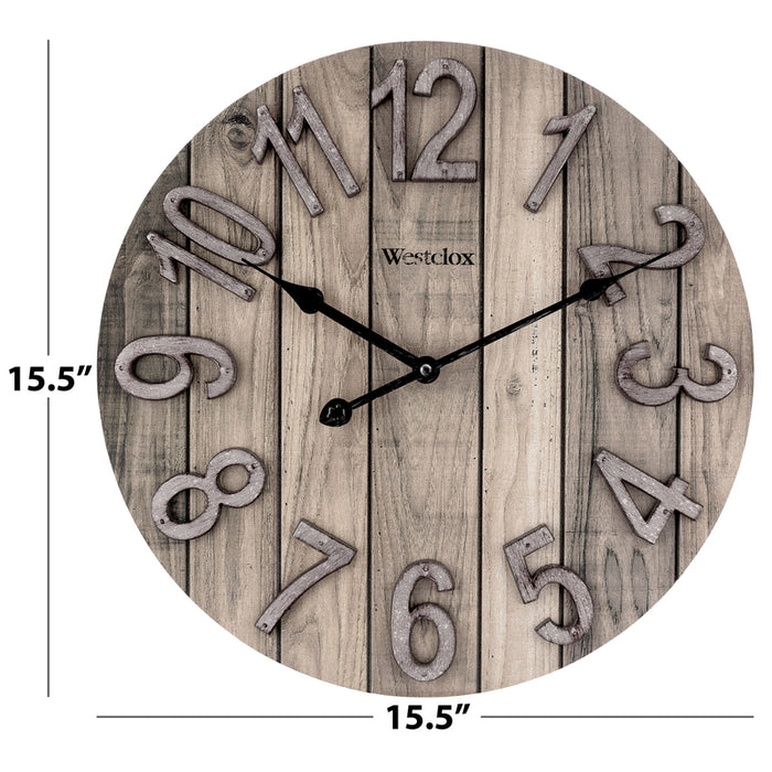 Westclox #38070 15.5 in. L X 15.5 in. W Indoor Farmhouse Analog Wall Clock Wood Brown