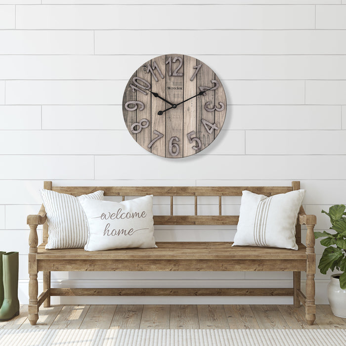 Westclox #38070 15.5 in. L X 15.5 in. W Indoor Farmhouse Analog Wall Clock Wood Brown