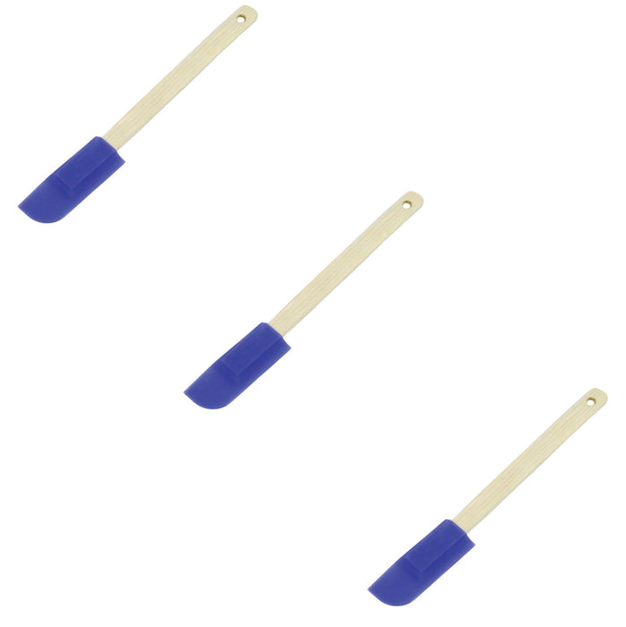 Chef Craft #21374 Blue/Brown Silicone/Wood Spatula ~ 3-Pack