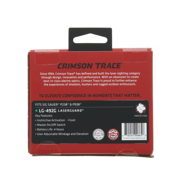 Crimson Trace #LG-492G Complete Focus LaserGuard For Sig Sauer P238 & P938