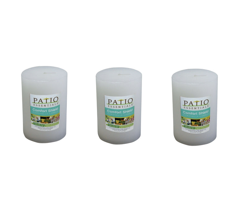 Patio Essentials #01198 Citronella Pillar Candle For Mosquitoes/Other Flying Insects 8 oz ~ 3-Pack