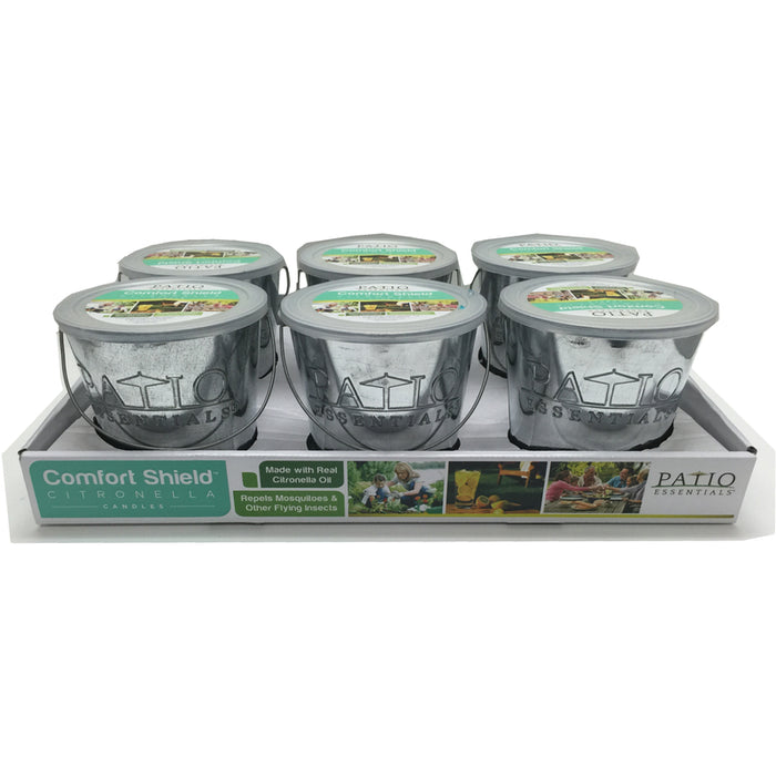 Patio Essentials #21257G Galvanized Citronella Candle For Mosquitoes/Other Flying Insects 17 oz ~ 6-Pack