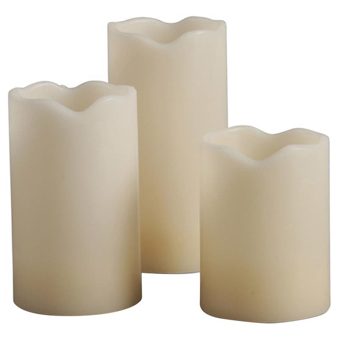 Everlasting #29980 Glow Bisque Vanilla Scent Melted Edge Pillar Flameless Flickering Candles