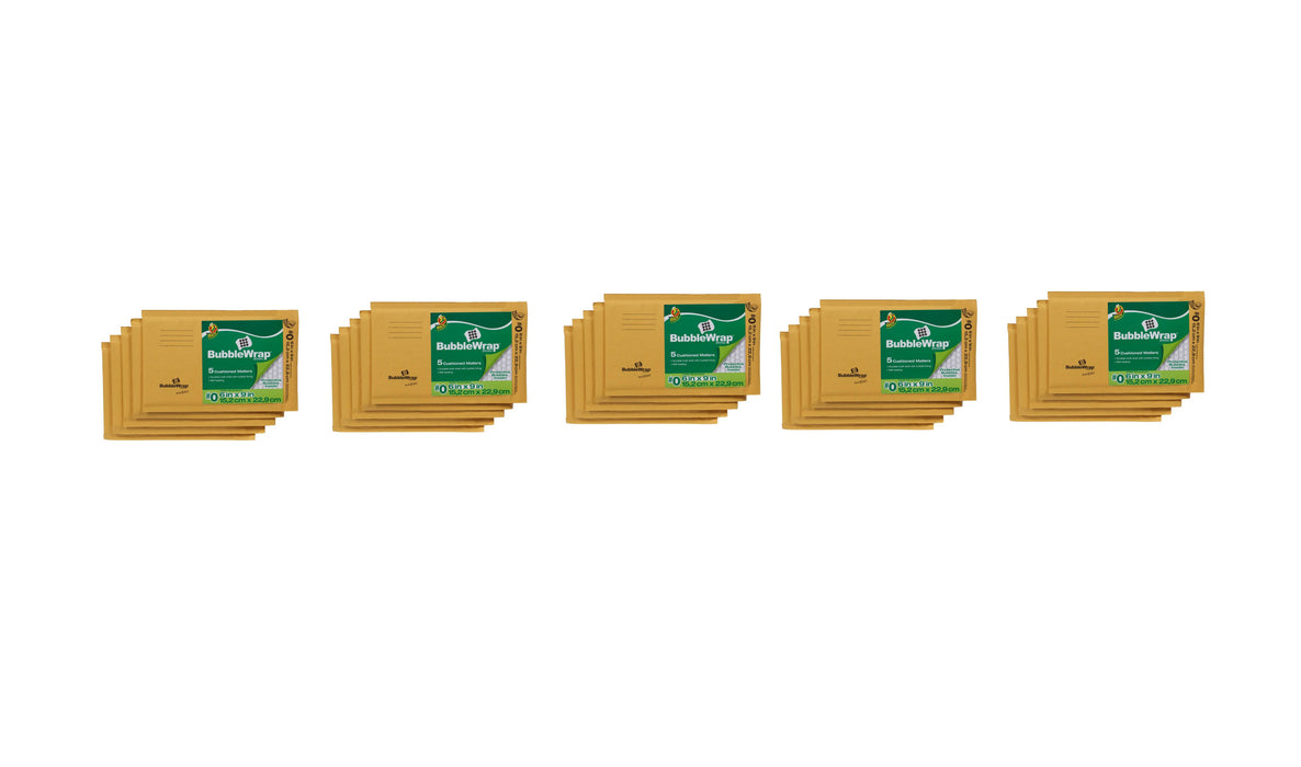 Duck #284691 6 in. W X 9 in. L Yellow Padded Envelope ~ 5 PER Package ~ 5-Packs ~ 25 TOTAL