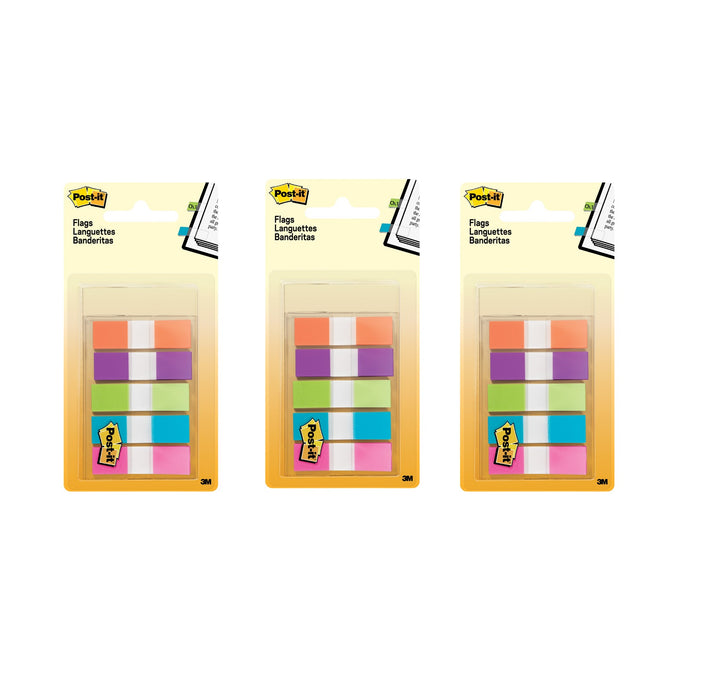 Post-It #683-5CB 0.5 in. W X 1.7 in. L Assorted Flag Page Markers ~ 5 PER Package ~ 3-Packs ~ 15 TOTAL