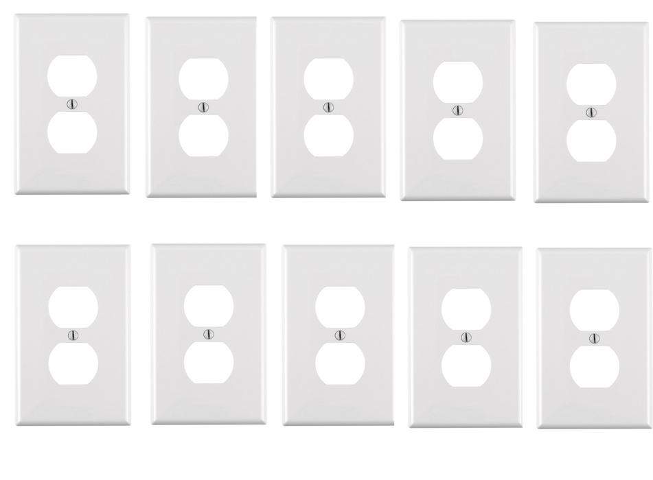 Leviton #00PJ8-00W White 1 gang Nylon Duplex Outlet Wall Plate ~10-Pack