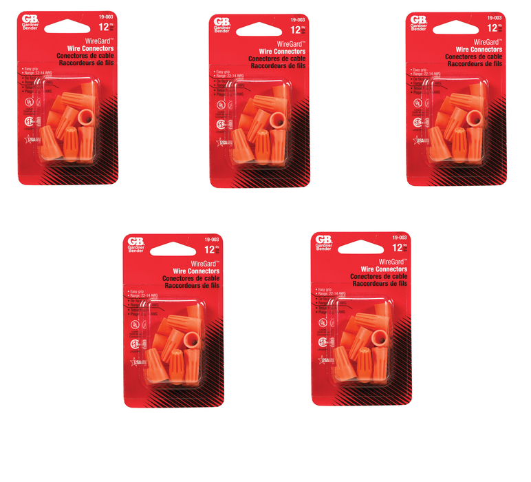 Gardner Bender #19-003 WingGard 22-14 Ga. Copper Wire Wire Connector Orange ~5-Pack