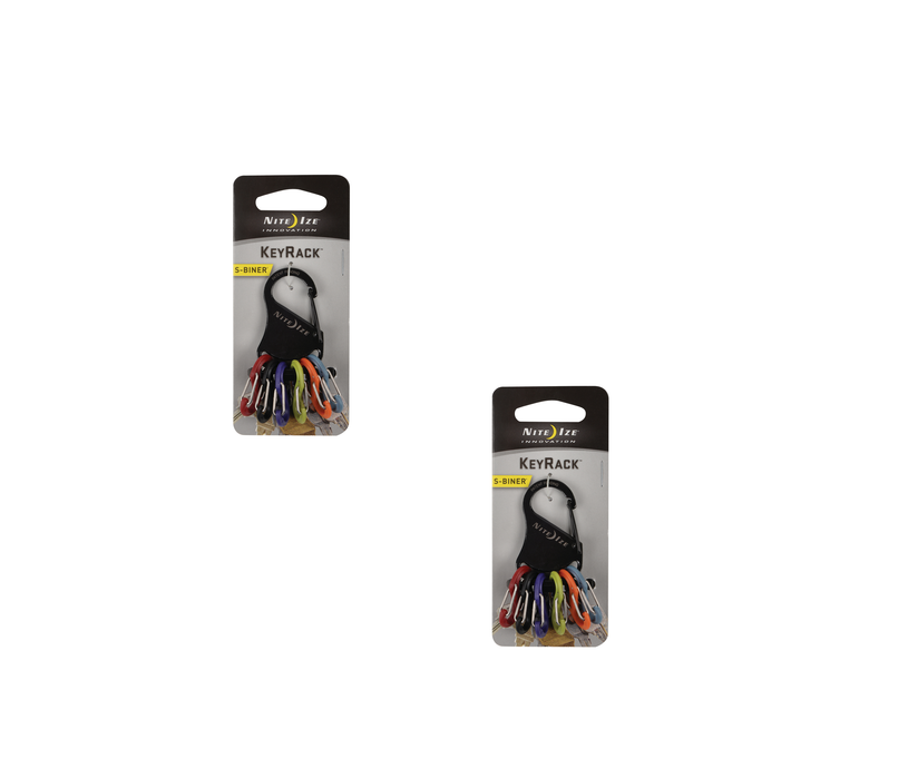 Nite Ize #KRK2-01-R6 KeyRack 2 in. D Stainless Steel Black Carabiner Key Chain ~ 2Pack