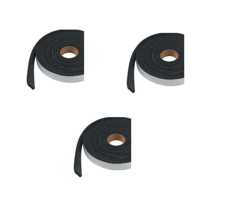 M-D #06593 Black Sponge Rubber Weather Stripping Tape For Auto and Marine 10 ft. L X 1/4 in. ~ 3-Pack