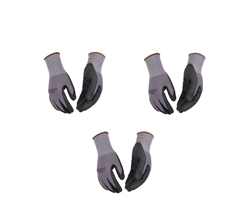 Kinco #1888-M Men's Indoor/Outdoor Palm Gloves Black/Gray M ~ 3-Pack